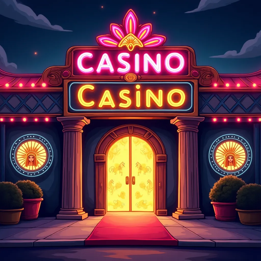 Cartoon live casino table with neon pink lighting